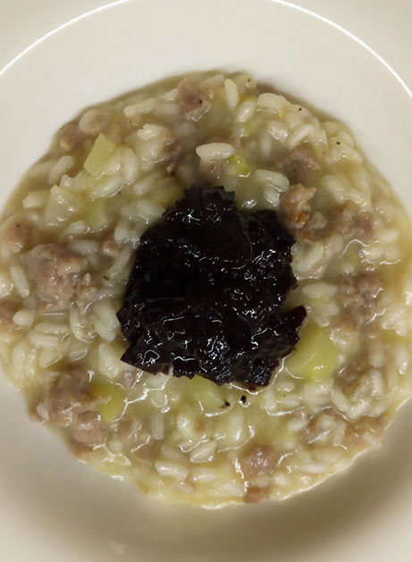 ricetta salata risotto alla salsiccia porro melecotogno mosto cotto divi conserve bitonto bari puglia italia